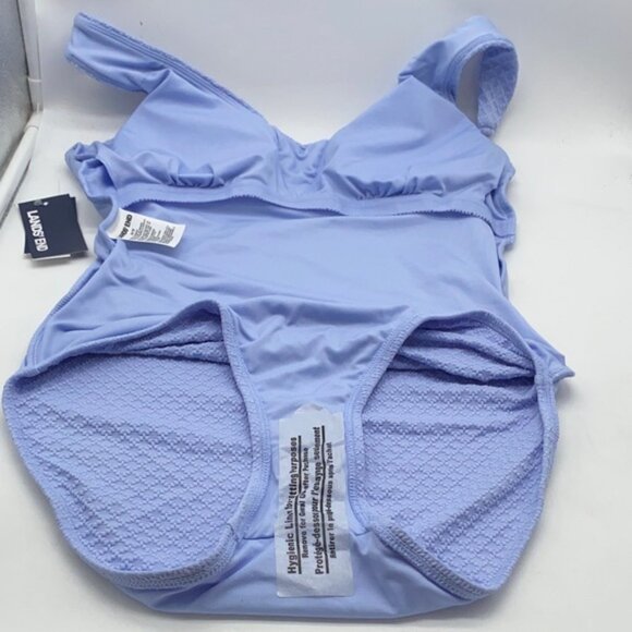 Lands' End Women's Grecian One-Piece Swimsuit with Shirring Detail Blue Size XS - Picture 8 of 11